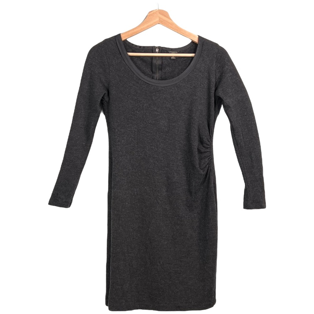 Ann Taylor LOFT Ruched Wool Blend Knit Sweater Dress Gray Size 8 Petite